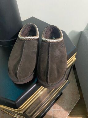 UGG tasman Men's Brown Suede Slip-On Moccasin with Braided Trim